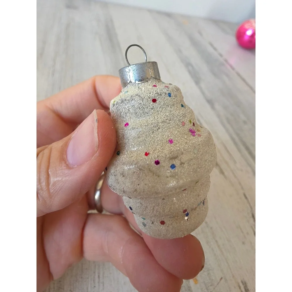 Vintage franke confetti barrel Mica ornament lantern Xmas tree rainbow